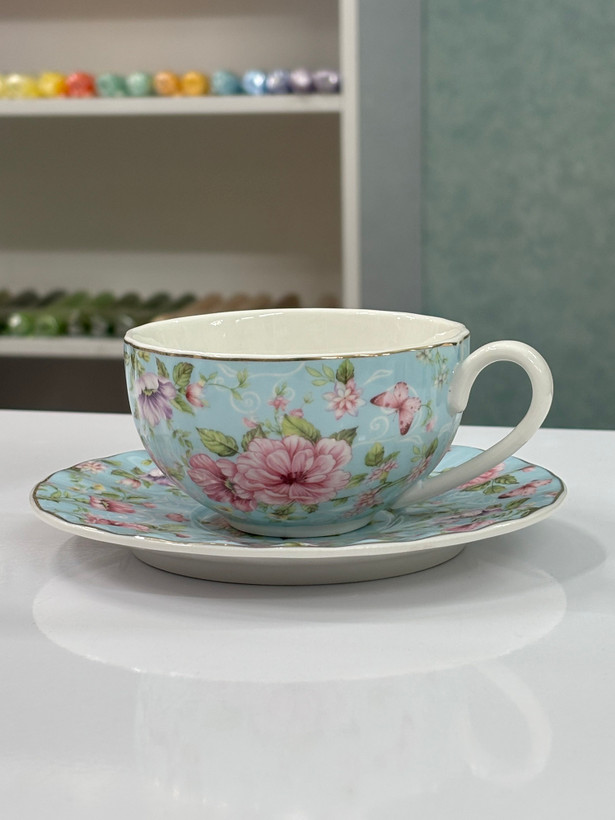 چای خوری گلدار پرسلین