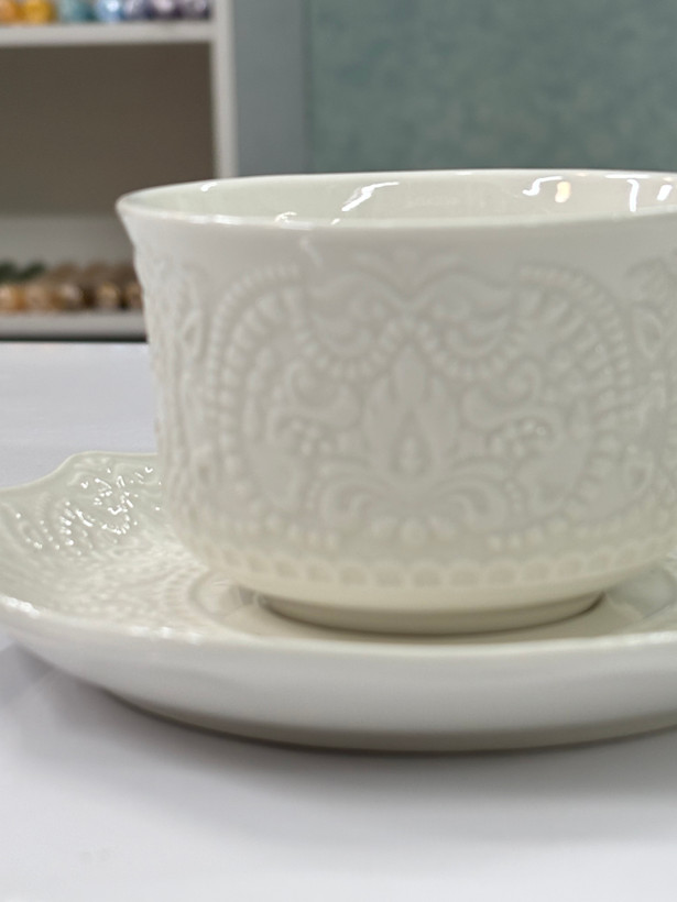 فنجان چای خوری گل برجسته