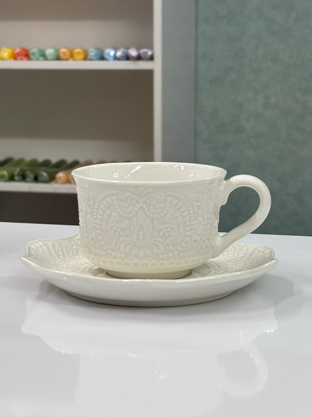 فنجان چای خوری گل برجسته
